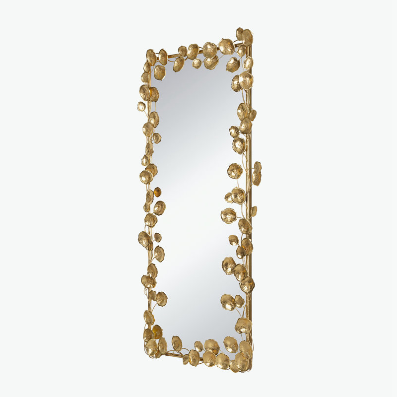 61" x 31" Full Length Floor Mirror with Golden Leaf Accents