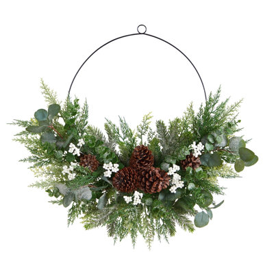 Pine, Eucalyptus, and Berries Metal Circlet Wreath