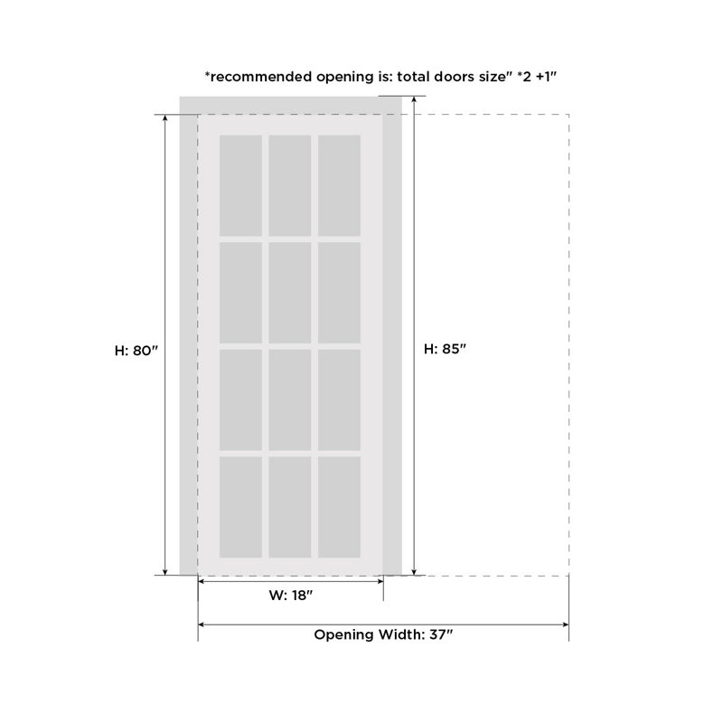 Sliding Pocket Door - ESSENTIAL 0777 - Kit Rail Hardware - Solid Wood Interior Bedroom Modern Doors, 18" x 80", Dove Grey