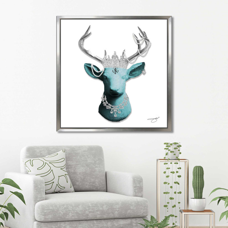 Tiffany Deer (Square) par By Jodi - impression, H 21,5 po x l 21,5 po x P 2 po, Cadre flottant argent