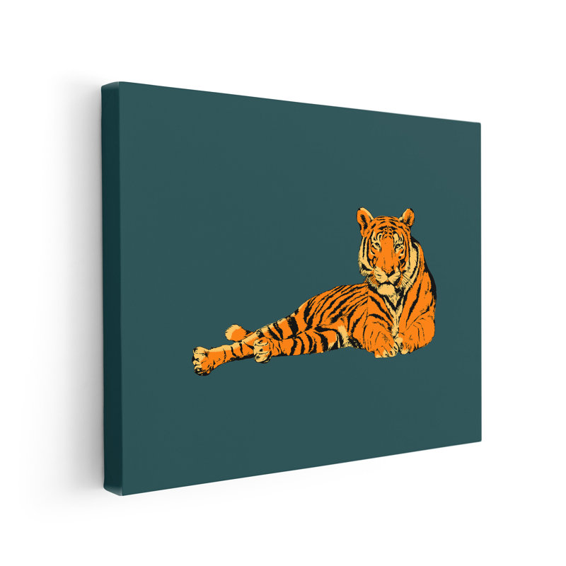 Tigre couché n ° 1, Cadre noir, Affiche, H 16 po x l 20 po