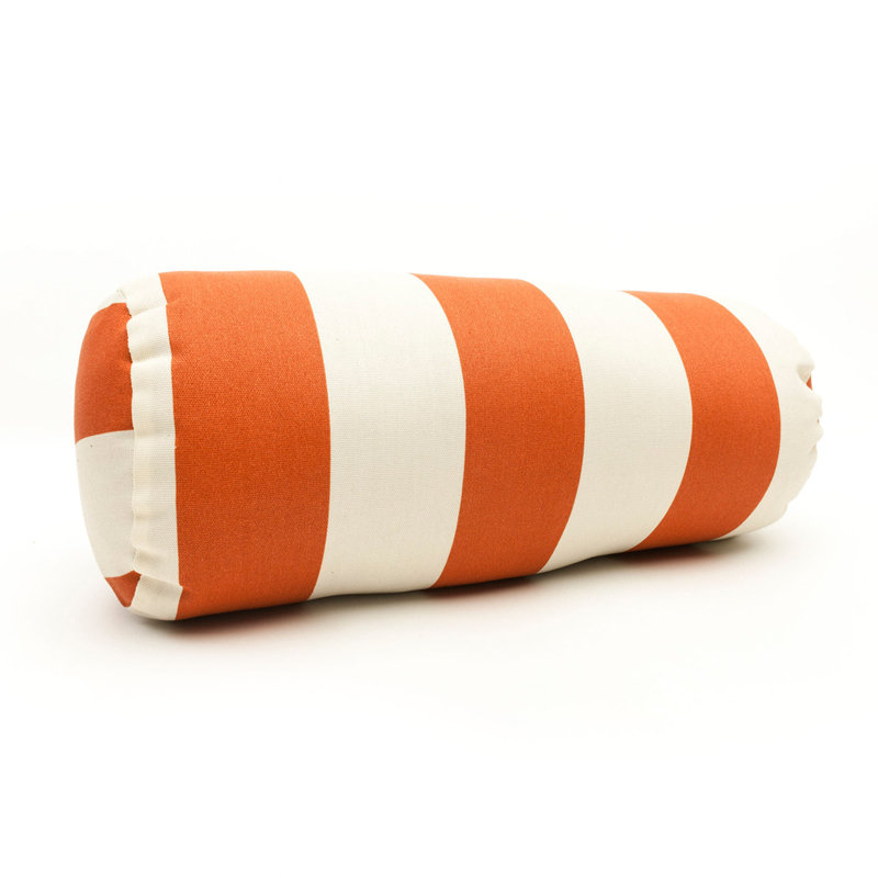 Housse et insert de traversin d'extérieur à rayures verticales, Orange brulé / crème