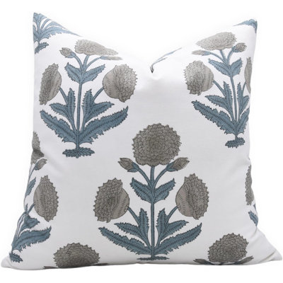 Coussin décoratif fait à la main avec imprimé de blocs pour canapé et lit style campagnard
