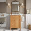 Meuble-lavabo 24 po avec lavabo, meuble-lavabo en bois avec tiroir rabattable, 2 tiroirs à fermeture en douceur, 1 porte à fermeture en douceur, bois massif et panneau de fibres à densité moyenne, poignées en bois élégantes