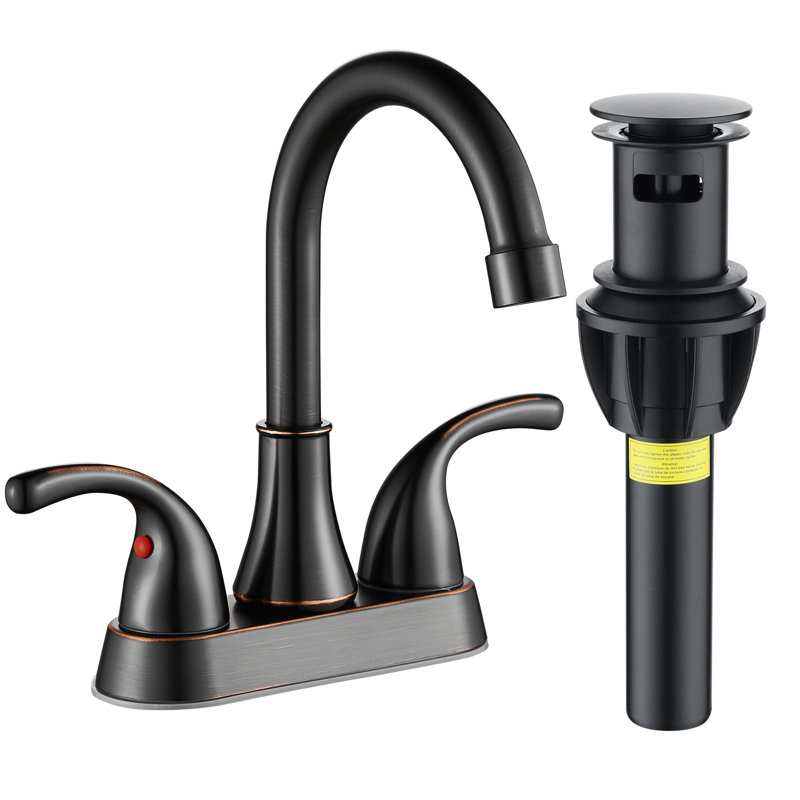Oil Rubbed Bronze 4-Inch Centerset Bathroom Faucet with Pop-Up Drain