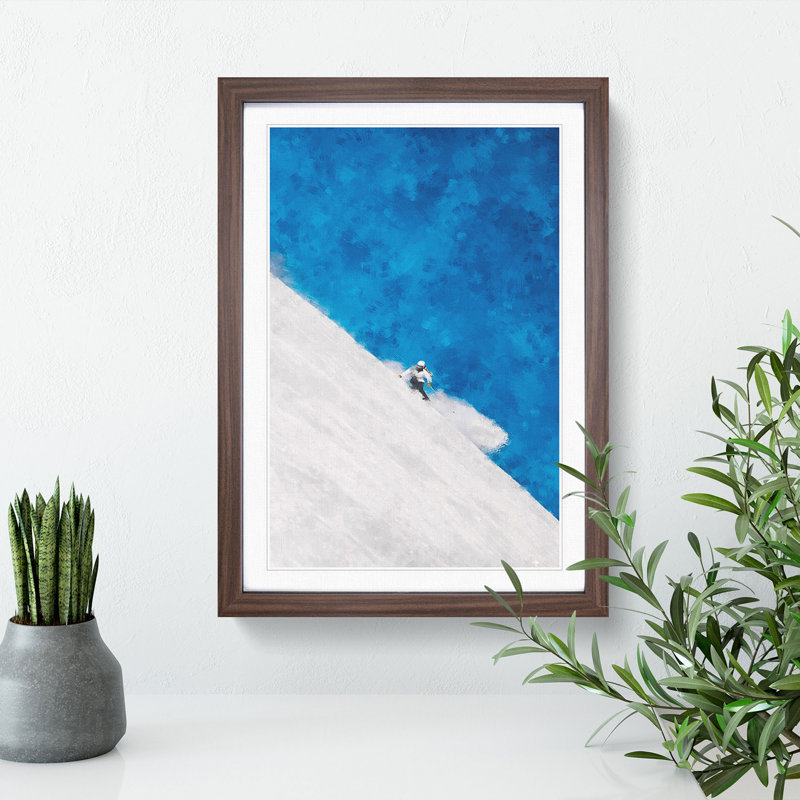 Skiing Vol.1 - Picture Frame Graphic Art, 48cm H x 36cm W x 2cm D, Walnut Framed