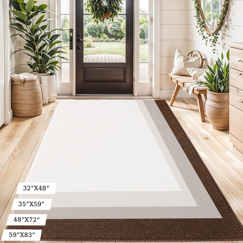 Tapis d'entrée antidérapant haut de gamme Premium, L 32 po x L 48 po, Brun