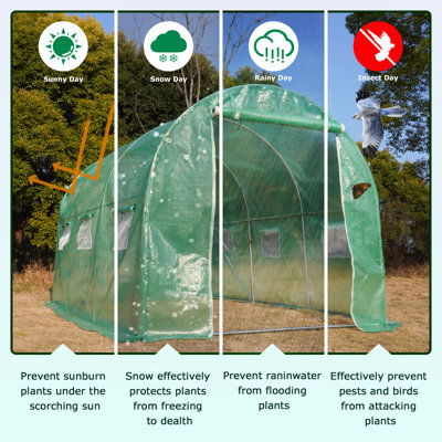 PE UV Resistant Grow Tent, Heavy-Duty Galvanized Steel Frame Plant Greenhouse with Misting Cooling System Kit & 6 Air Vents, Durable Plant Grow House