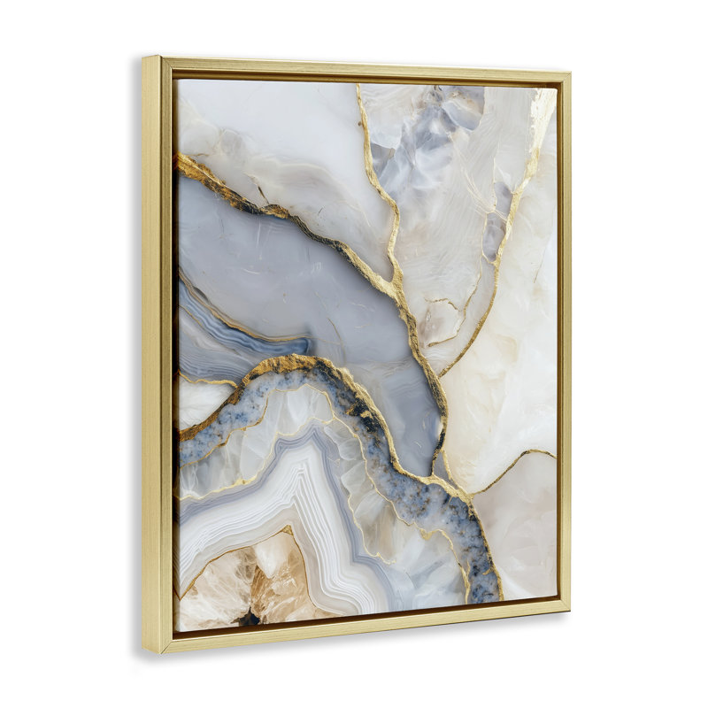 Cadre flottant scintillant d'agate, design par Svetlana Aleynikova, H 31 po x l 25 po, Cadre flottant métallique doré