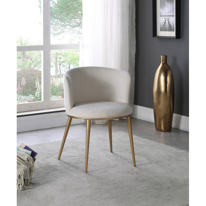 Skylar Velvet Dining Chair, Brushed Gold, Cream Velvet