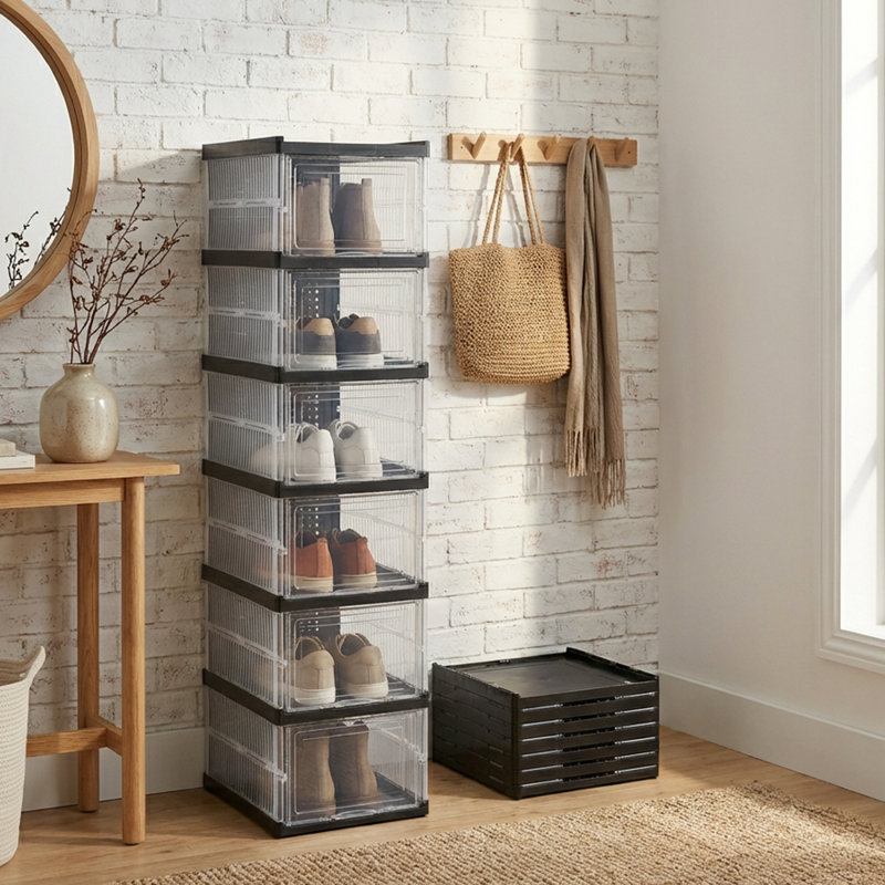 6 Pair Stackable Shoe Storage Cabinet