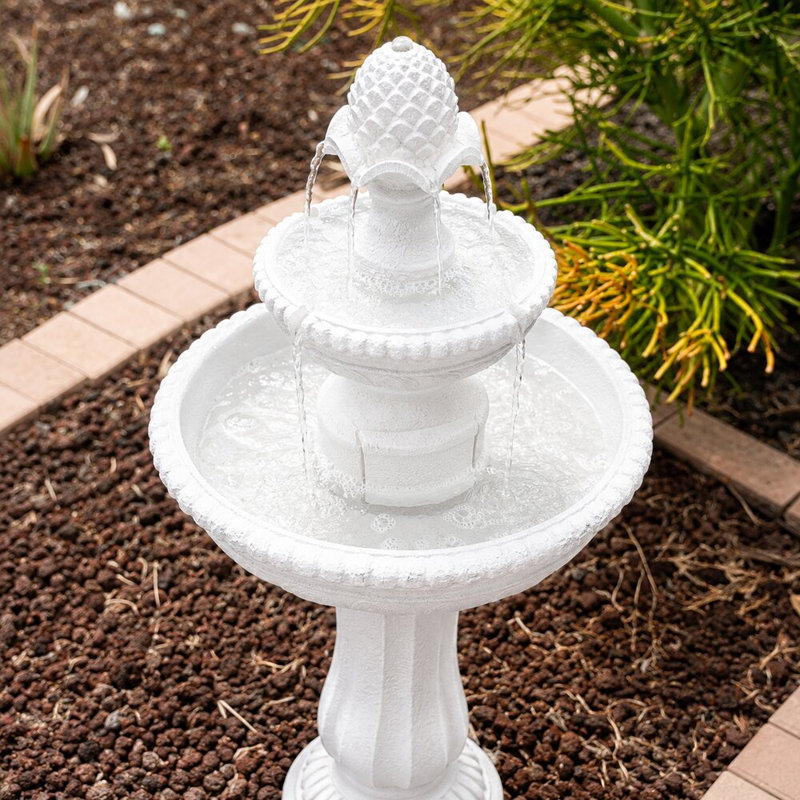  39" 2-Tier Outdoor Freestanding Solar Water Fountain - Classic Design, White Resin Bird Bath with Pump - Ideal for Yard, Lawn and Garden, Porch Décor