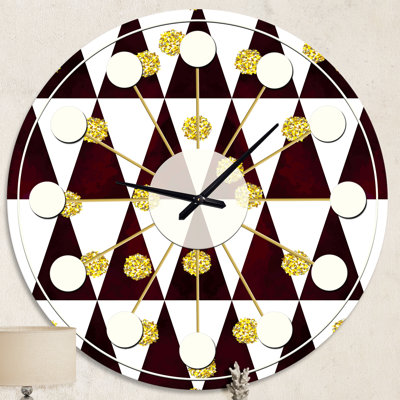 Motif à pois dorés II - horloge murale moderne Mid-Century