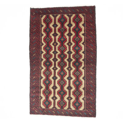 Tapis tribal rétro noué à la main 4 pi x 6 pi
