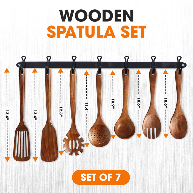 Natural Elegance 7-Piece Wooden Kitchen Utensils Set