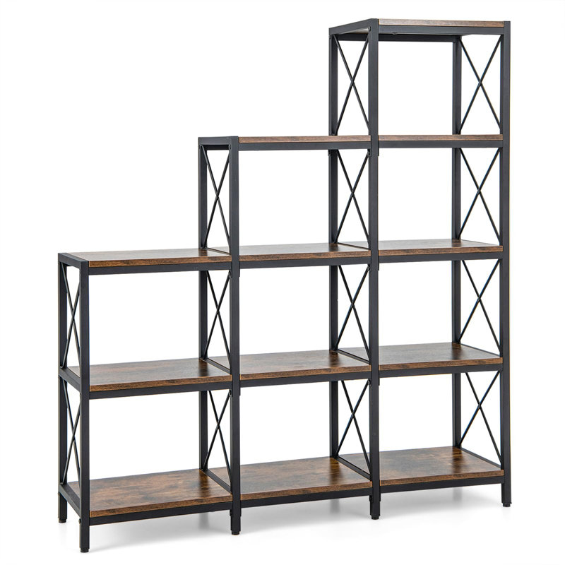 Aniah 130cm H x 115cm W Metal Step Bookcase