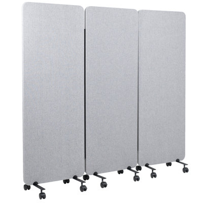Cloison de bureau mobile sur roulettes grise 72 x 66 po VIVO