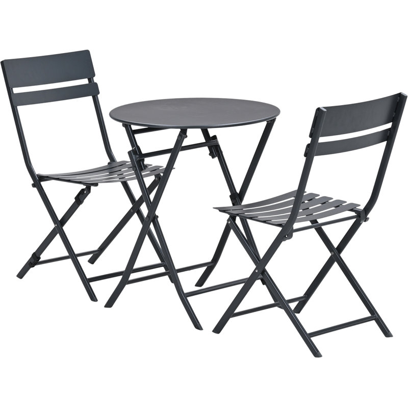 2 - Person Patio Dining Set Round Table, Dark Grey