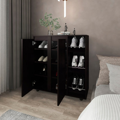 Shoe Rack With 3 Side Tiers, Compact Storage For Shoes, Boots, And Accessories Organizer
