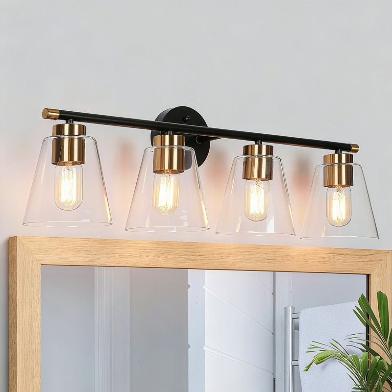 Luminaire mural moderne à 4 lumières avec abat-jour en verre 4 lumières