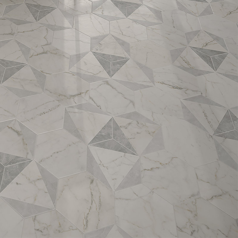 Classico Carrara 7" x 8" Porcelain Marble Look Wall & Floor Tile