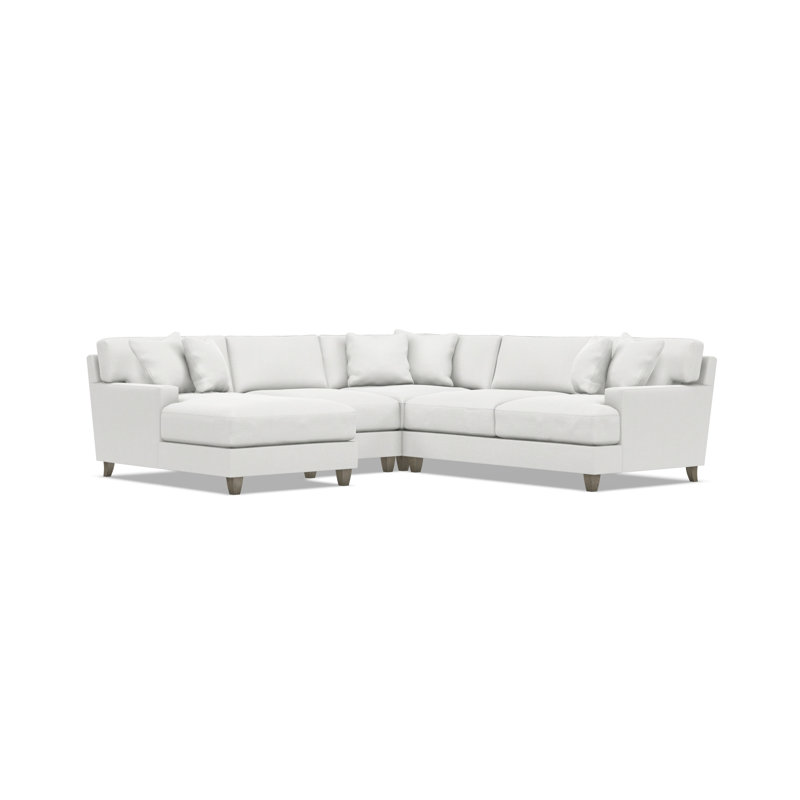 Bernhardt Mila 4-Piece Fabric Sectional, Left Hand Facing, 33.5" H x 107" W x 107" D, White Polyester Blend