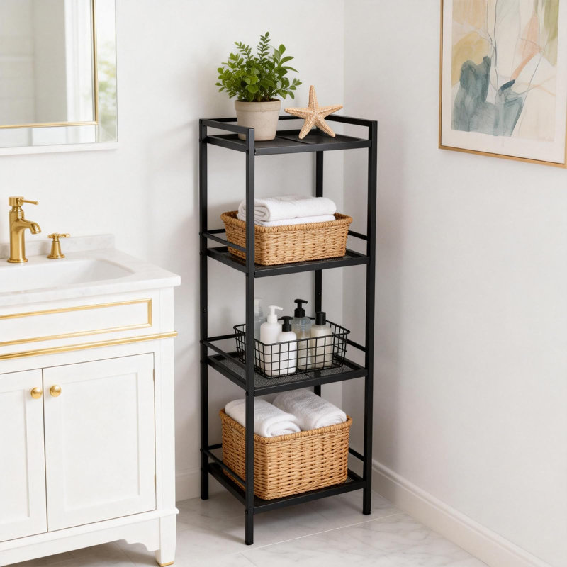 39cm W Metal Storage Rack, Black