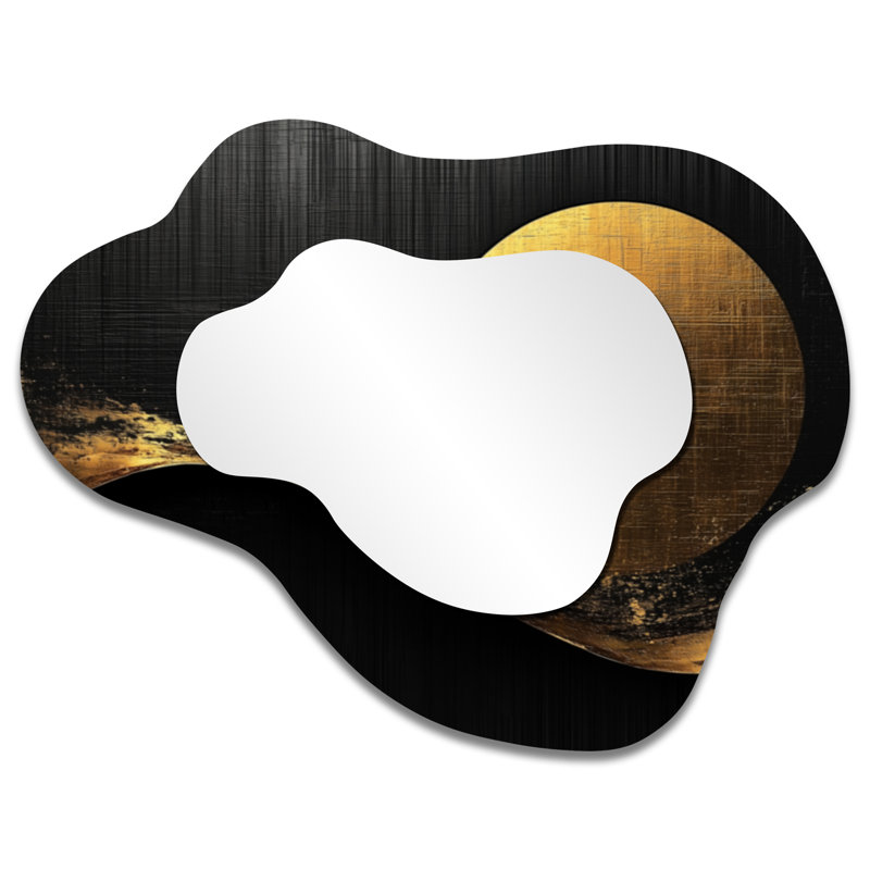 Simplicité moderne des formes géométriques - miroir asymétrique irrégulier géométrique, miroir mural moderne, imprimé sur métal