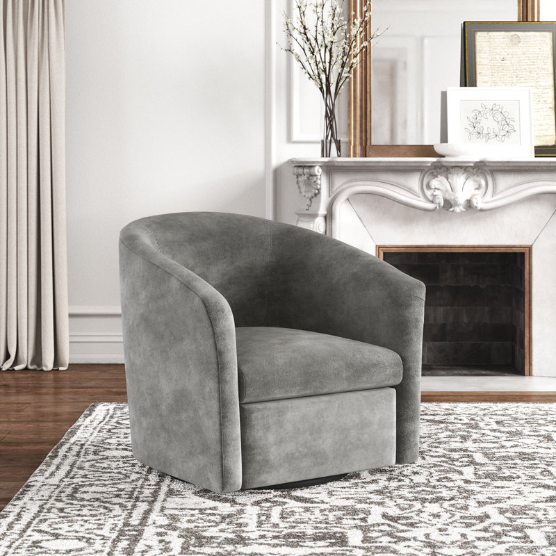 Karcher Upholstered Swivel Armchair, Ash Gray Polyester