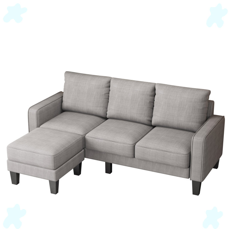 Canapé à accoudoirs carrés 75,12 po, Polyester gris clair