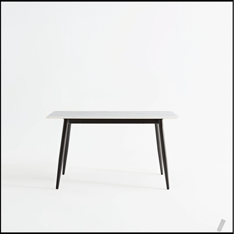 Large Rectangular Stone Dining Table with Strong Metal Base, Perfect for Modern Kitchens and Elegant Dining Rooms