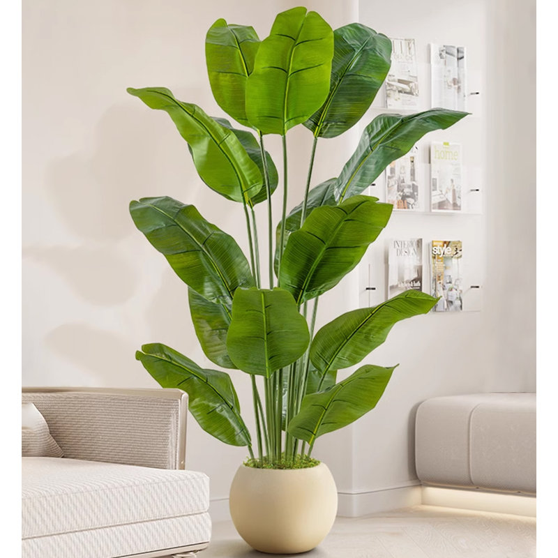 Simulation de banane grande plante verte, H 70,87 po x l 39,37 po x P 39,37 po, Beige