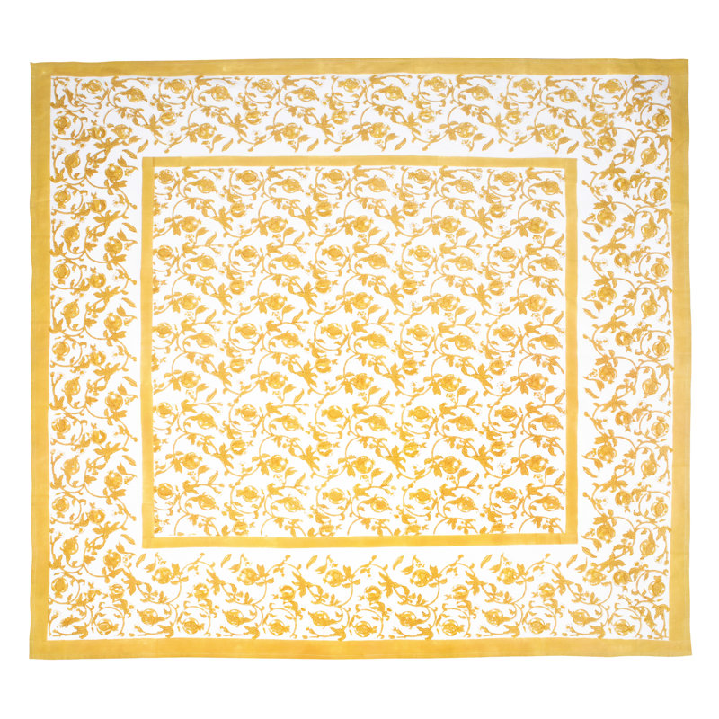 Brona Tablecloth - Square, 90" Square, Mustard/White
