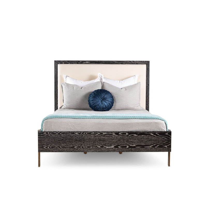 Cambridge Upholstered Bed, Black Limed Ash/Snow Velvet