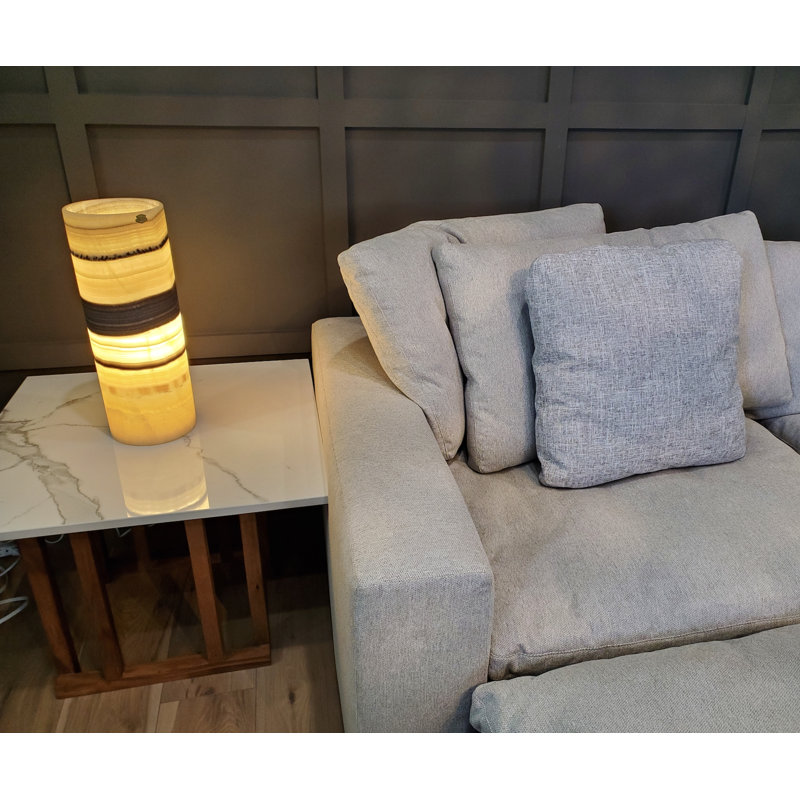 Lampe onyx rayée jaune, noire et brune