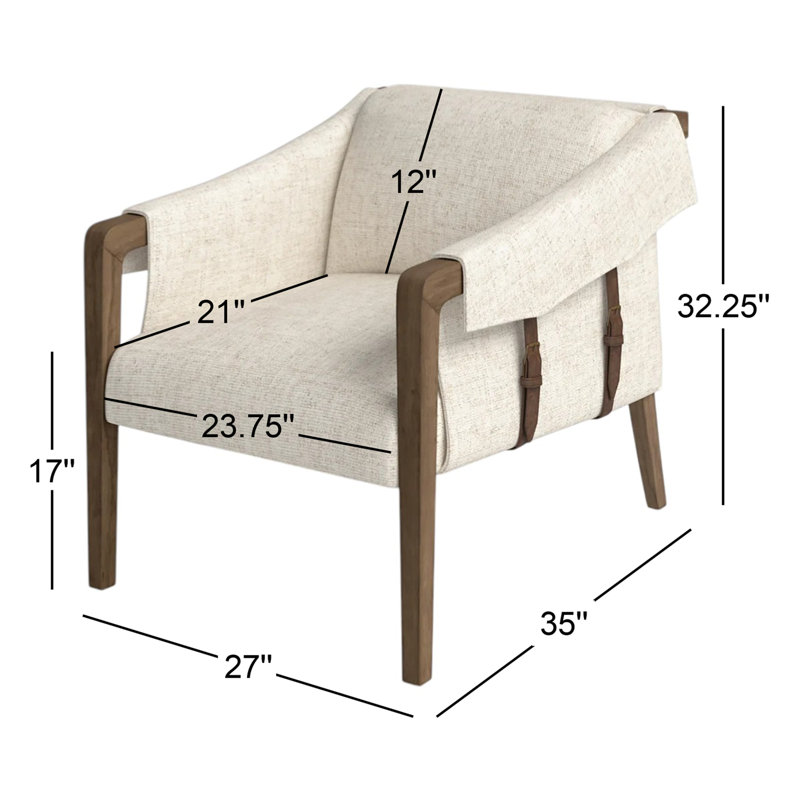 Karin 27" Wide Armchair, Thames Cream Polyester Blend, Brown