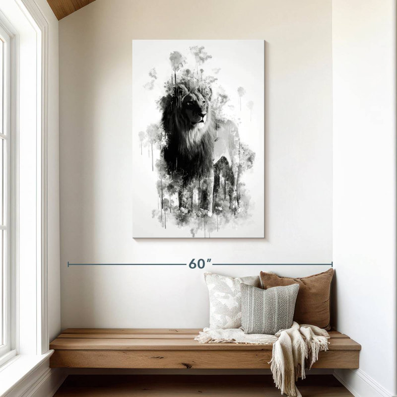Brampt Lion Black And White, 45" H x 30" W