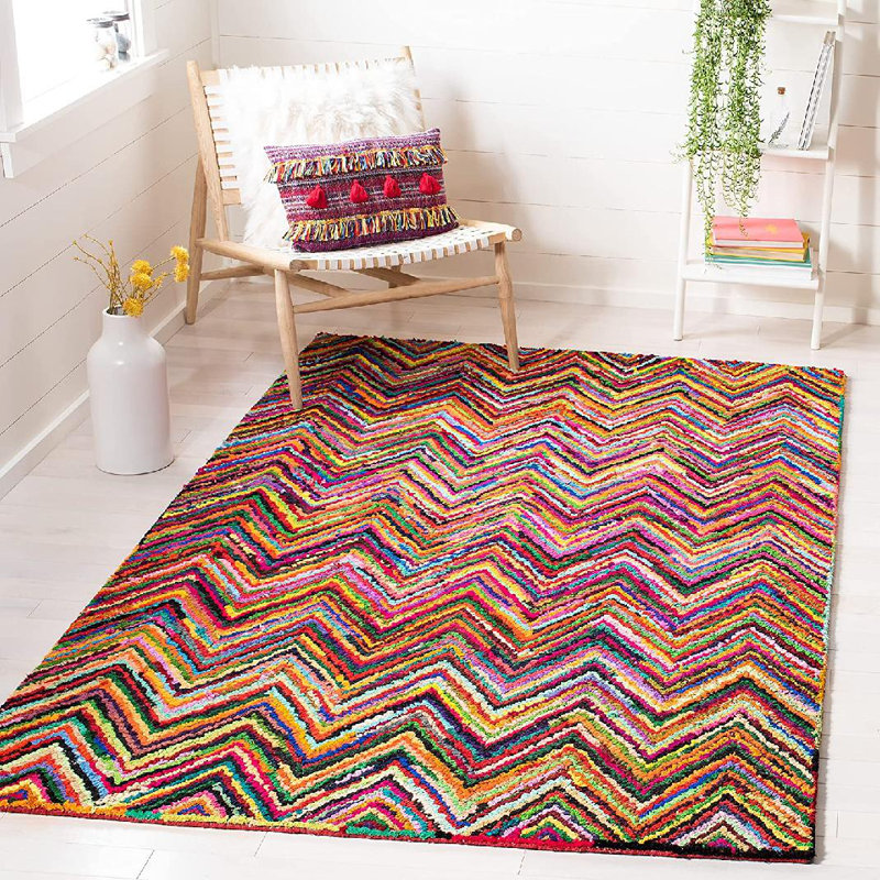 Barnes Hand Tufted Multi-Colored Area Rug, Rectangle 3' x 5'