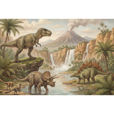 Papier peint dinosaures nature préhistorique