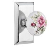 Studio Plate with White Rose Porcelain Door Knob