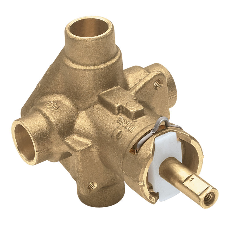 Robinet de douche à pression équilibrée pour baignoire sans arrêt avec valve brute, Chrome poli