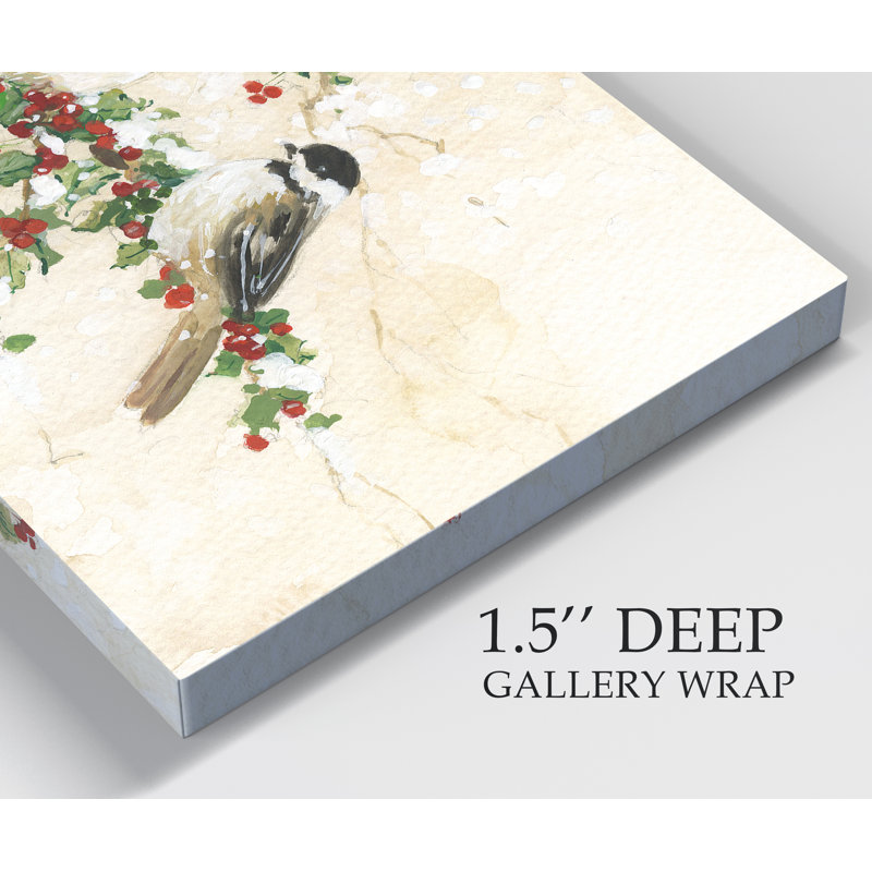 " Chickadees And Holly ", 27" H x 18" W x 1" D
