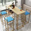 Ensemble élégant de cinq pièces pour table de bar et chaise avec plateau de table à plusieurs couches, siège ergonomique et rangement pour les rassemblements et les occasions sociales