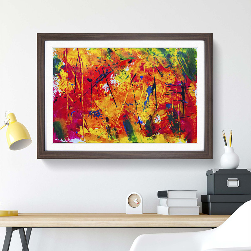 Abstract Art Painting Vol.466 by S.Johnson - Picture Frame Painting Print, Walnut Framed, 27cm H x 36cm W x 2cm D