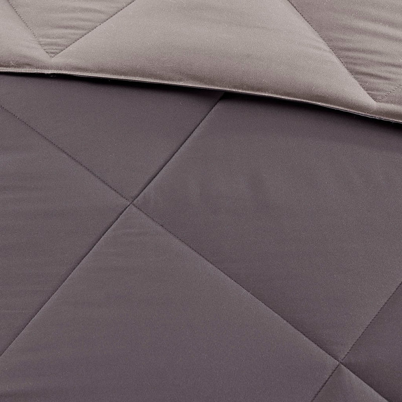 Édredon 100% simple TG avec design réversible et détails fins 3M, Gris, Édredon simple TG + 2 taies décoratives