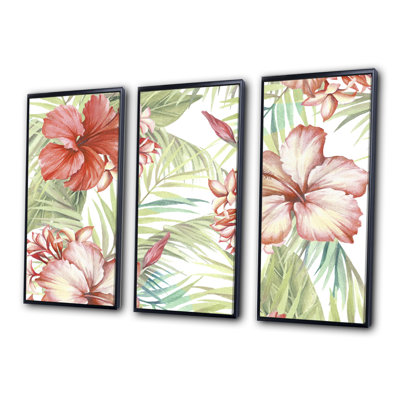 Hibiscus Paradise - ensemble d'art mural encadré sur toile Cottage-Floral