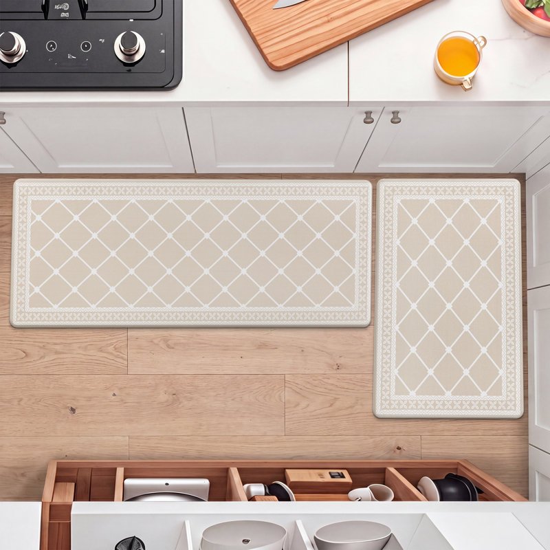 Tapis de cuisine antidérapant et antidérapant Arleht, Beige, Tapis de couloir 20 po x 31,5 po + 20 po x 48 po