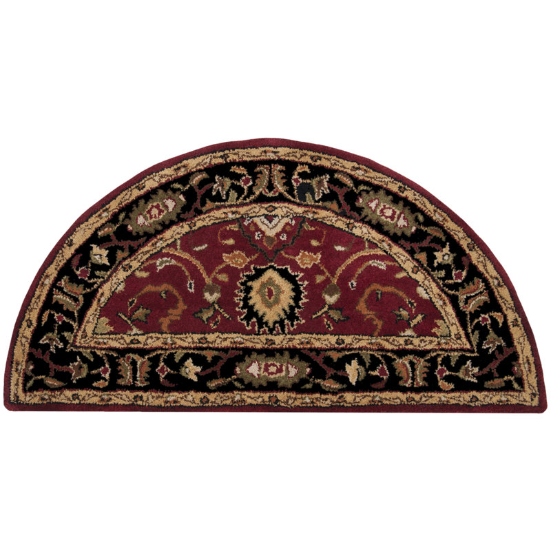 Graziani Oriental Hand-Tufted Wool Burgundy/Black Area Rug, Hearth 2'x4'