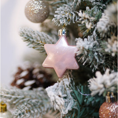 Pink and Silver 35 Pack Shatterproof Mini Christmas Ball Ornaments, Colorful Hanging Decorations for Christmas Tree and Home Decor (with Tree-top Star, 5-set)