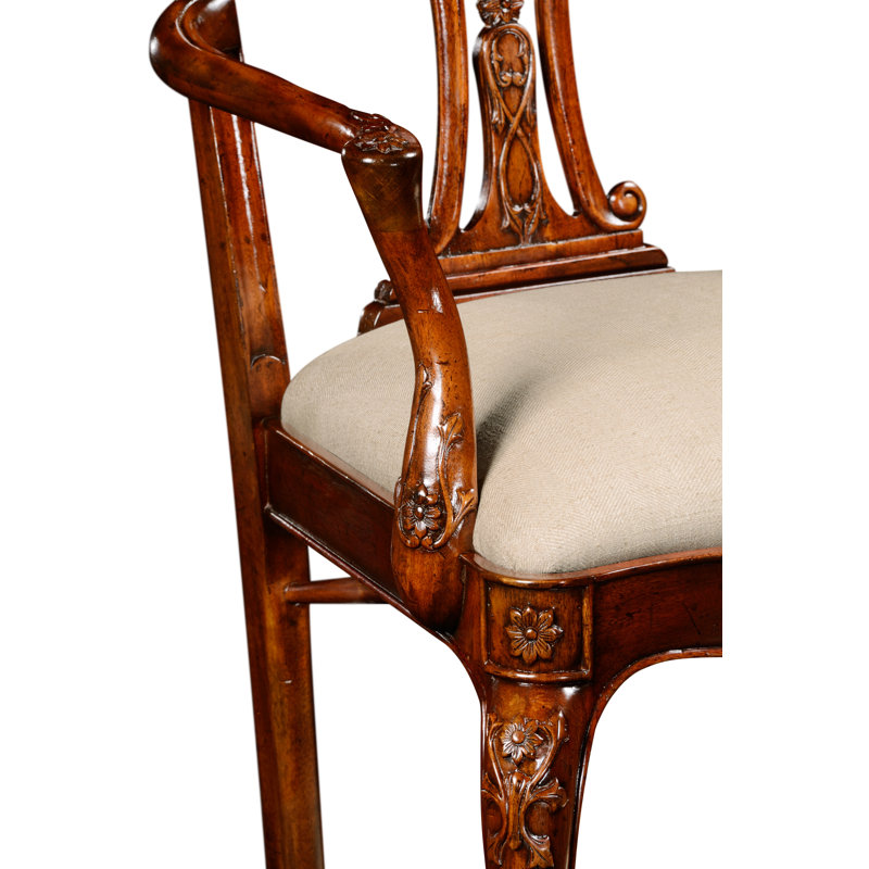 Mazo Upholstered Arm Chair, Antique Mahogany